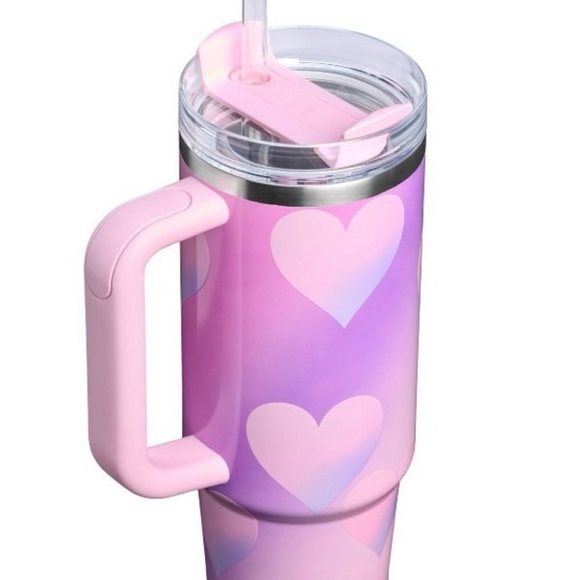 2026 Valentine’s Stanley Pink and Purple Heart Tumbler with Straw 30oz - Picture 2 of 4